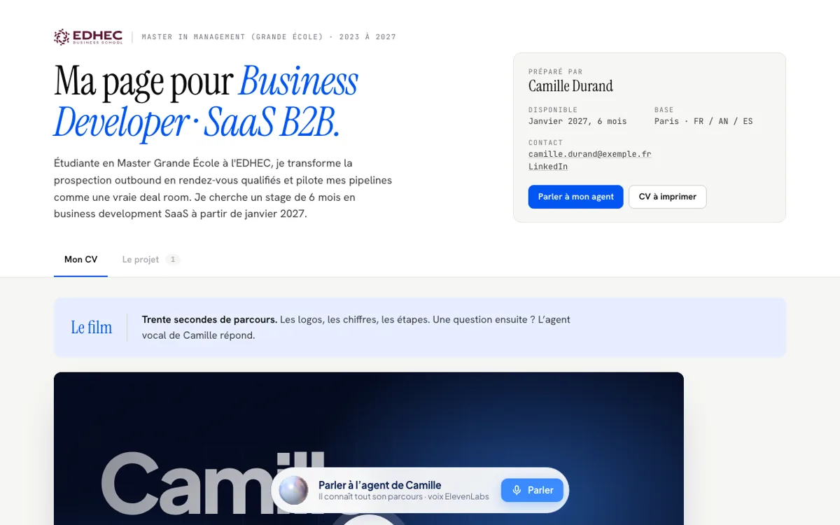 Une page Reel dans l’allure Dossier