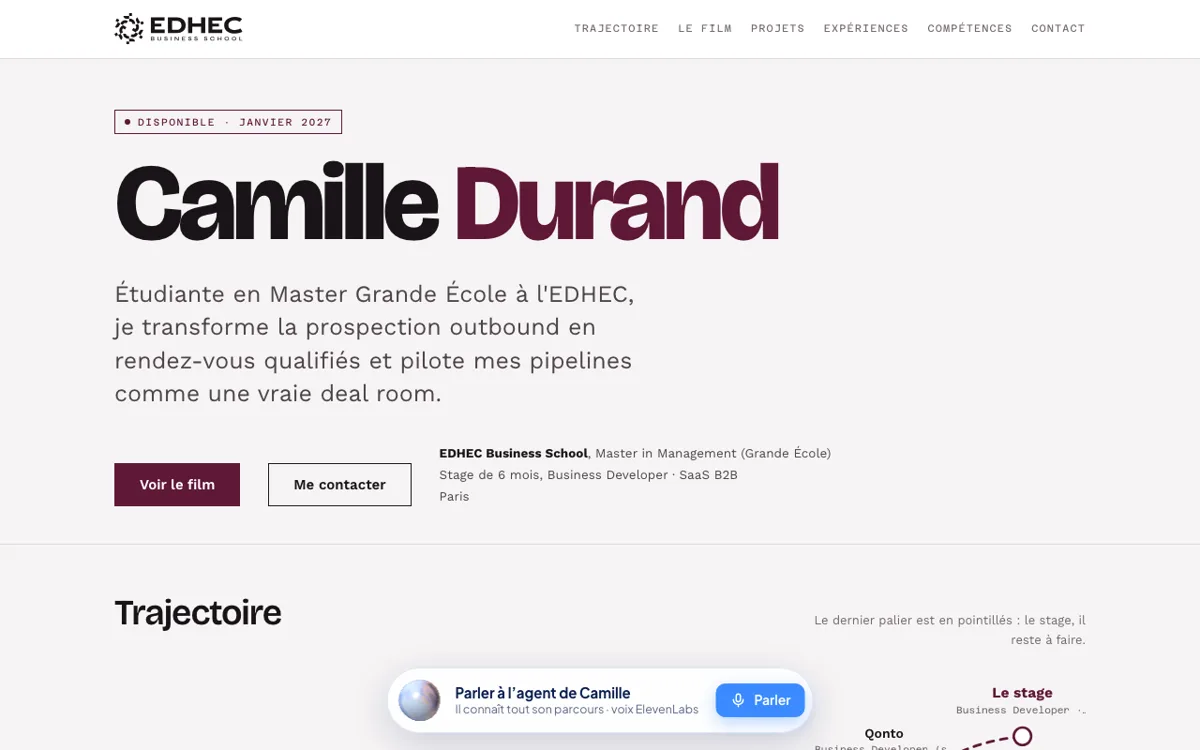 Une page Reel dans l’allure Trajectoire