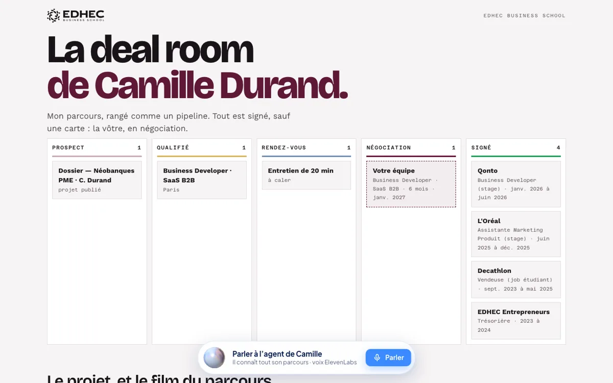 Une page Reel dans l’allure La deal room